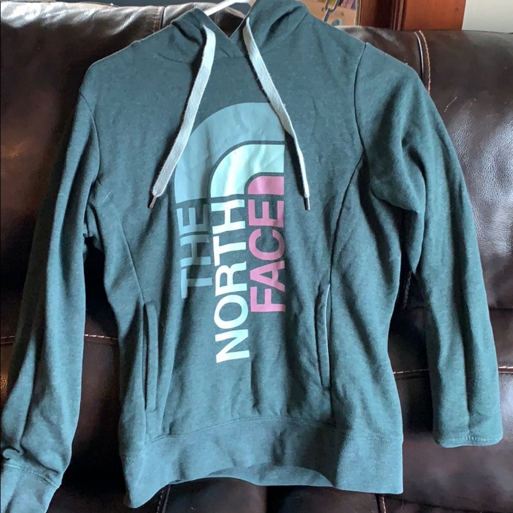 Green North Face hoodie
